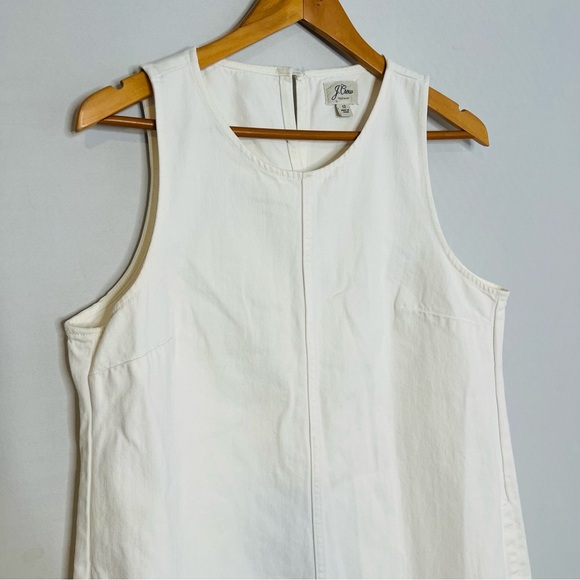 J. Crew White Cotton Frayed Hem Sleeveless Denim Dress. Size 12. - Picture 5 of 13